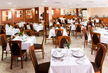 tables with white setting in the restaurant