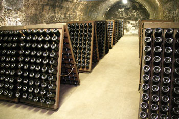 champagnes stored in the cellar of Törley champagne factory
