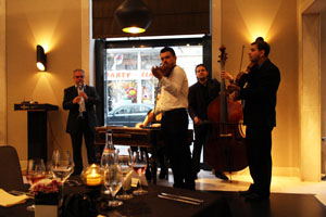 a folk orchestra playing in a restaurant