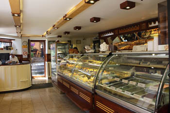 the huge cake counter in Auguszt cafe