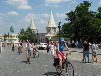 bikers on a tour at Fishermen's bastion