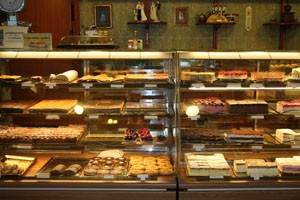 cake counter in Daubner cake shop