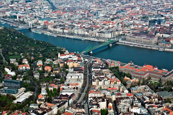 The green Liberty Bridge over the Danube