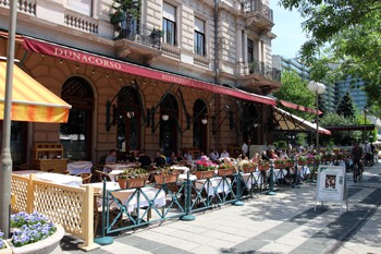 Restaurants along Danube Promenade