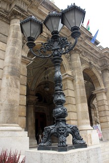 candelabra in front of the budapest opera house