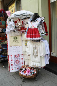 folklore costumes and textiles on the street