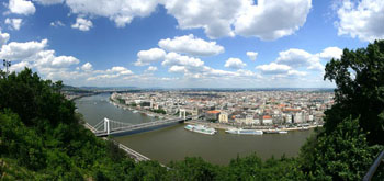 view of the Danube and Elizabeth bridge from Gellert Hill