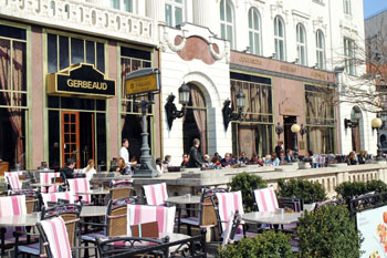 guests on the terrace of Gerbaud cafe