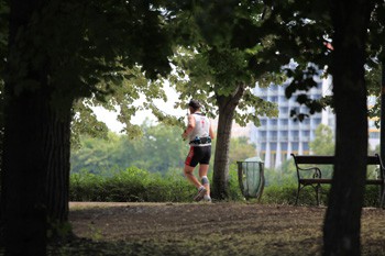 a jogging man on the island