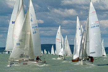 lots of sali boat at Lake Balaton at Balatonfüred