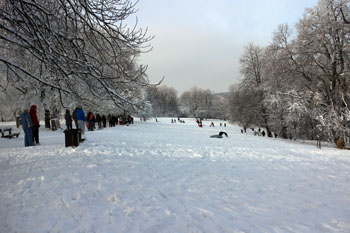 the snow-covered hill of Normafa