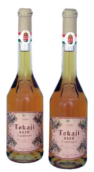 two 0.5 litre bottles of Tokaj aszú wine