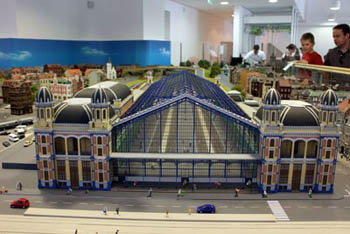 a scale model of the Nyugati Train Station