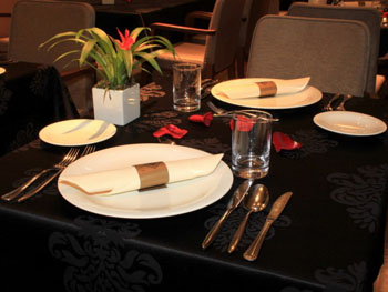 table set for two in Araz Restaurant