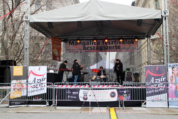 a 4 member-band preparing to give a concert on the festival's stage