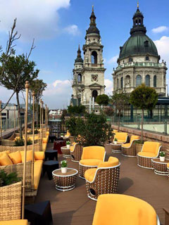 View of St. Stepehen's Basilica from rooftop bar