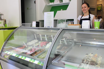 ice cream counter in MAMO gelato
