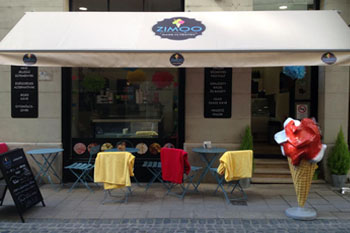 the terrace and entrance of Zimmo Ice Cream Shop