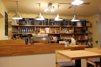 the counter with the La Marzoco machine in Madal cafe