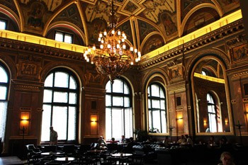 ceiling frescos in the Lotz room of Alexandra BookCafe