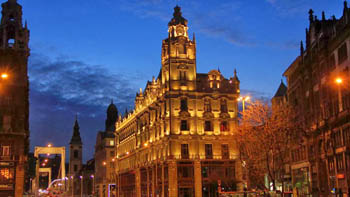 Buddha Bar Hotel Klotild Palace illuminated at the blue hour