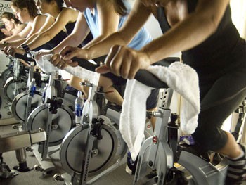 spinning class in a fitness club