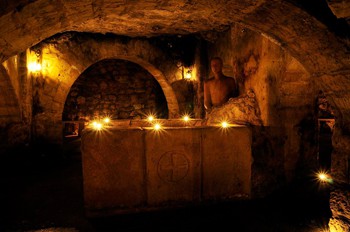 Christening basin from the Middle Ages in the Labyrinth - caving in budapest