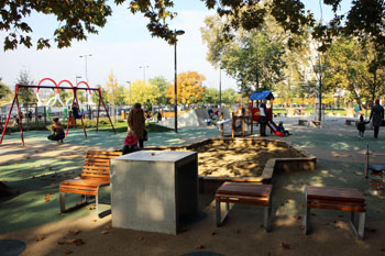 playground in the park on an autumn day