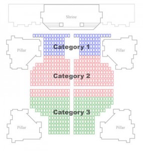 color coded seat map of the basilica concert