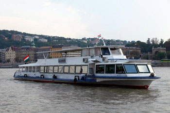 a white tour boat on the danueb