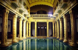 the beautiful architecture of a spa in Budapest