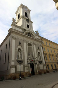 St. Michael Church's facade from vaci Street