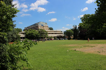 outside view of the Danubius Helath Spa Resort surrounded with a green lawn