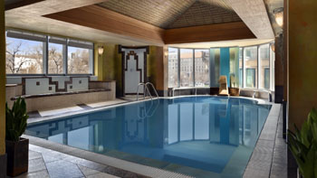 indoor swimming pool in Kempinski Corvinus hotel