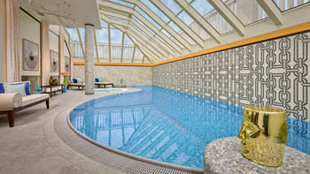 the half-circle shaped swimming pool in the spa