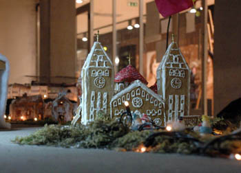 a two-towered church from gingerbread