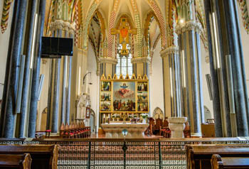 the main nave and altar of the church