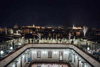 night view of the city from the rooftop bar