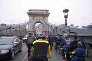 Biking on Chain Bridge