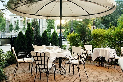 terraced cafe of the hotel