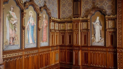 gilded frescos in St. Stephen Hall Buda Castle