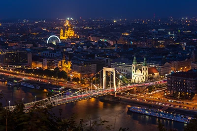 Panorama view of Budapest at night