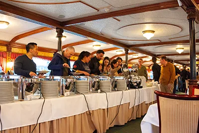 buffet dinner on a budapest river cruise