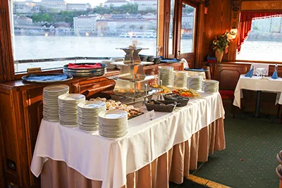 buffet table on dinner cruise