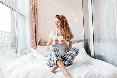 Glamorous girl in Hotel room -  budapest accommodation