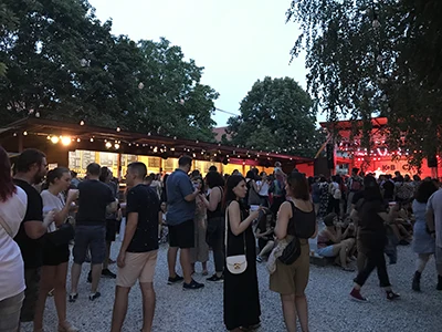 People at a summer concert in Kobuci Garden óbuda, Budapest