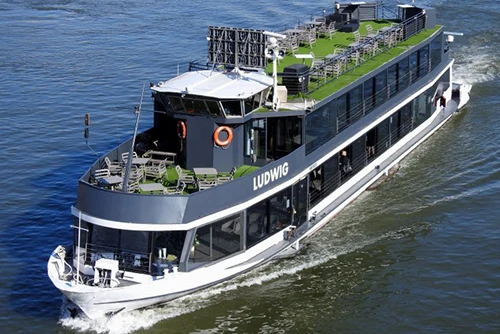 The green and black party boat of Budapest named Ludwig