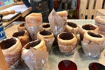 chimney cakes filled with Nutella spread