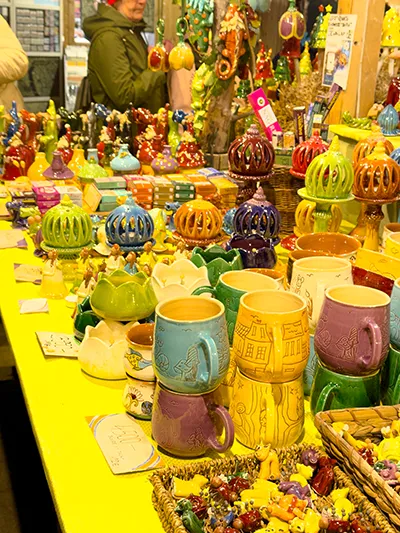 Colorful ceramic mugs