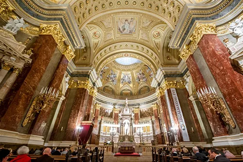 the interior of St. Stephen's Basilica - the main nave during a concert
